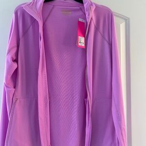 Lilly Pulitzer Kapri Jacket Luxletic in size Large Purple Quart feeder strip